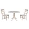 International Concepts Round 42 in Rd Top Pedestal Table, 2 Chairs, Unfinished, Ready to Finish, 42 in W, 42 in L, Wood K-42DPT-C36-2 - alternate 1